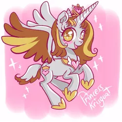 Size: 500x500 | Tagged: safe, artist:krisgoat, derpibooru import, oc, unofficial characters only, alicorn, goat, pony, alicorn oc, horn, krisgoat, princess, solo, wings