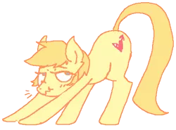 Size: 498x368 | Tagged: artist needed, derpibooru import, exploitable meme, iwtcird, meme, oc, oc:golden brisk, safe, scrunchy face, solo, stretching, unofficial characters only