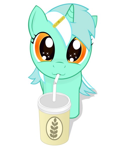 Size: 1158x1447 | Tagged: safe, artist:negasun, derpibooru import, lyra heartstrings, pony, unicorn, :3, cute, drink, drinking, female, filly, filly lyra, looking at you, lyrabetes, simple background, smoothie, solo, starry eyes, transparent background, wingding eyes, younger