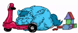 Size: 800x338 | Tagged: derpibooru import, fat, fluffy pony, fluffy pony original art, safe, scooter, sleeping, vito