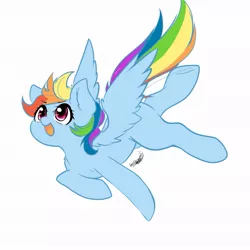 Size: 1133x1133 | Tagged: artist:prodigymysoul, derpibooru import, flying, rainbow dash, safe, simple background, solo, white background