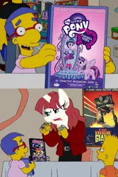 Size: 512x768 | Tagged: source needed, safe, derpibooru import, edit, oc, oc:fausticorn, unofficial characters only, alicorn, equestria girls, equestria girls (movie), alan moore, bart simpson, equestria girls drama, ew gay, lauren faust, milhouse van houten, the iron giant, the simpsons, v for vendetta, watchmen