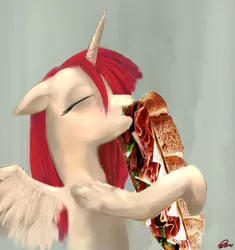 Size: 751x800 | Tagged: alicorn, derpibooru import, edit, female, food, lauren faust, not porn, oc, oc:fausticorn, sandwich, sandwich censorship, solo, solo female, suggestive, unofficial characters only