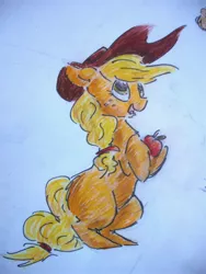 Size: 2448x3264 | Tagged: apple, applejack, artist:394vikingpinkiepie, derpibooru import, food, safe, solo, traditional art