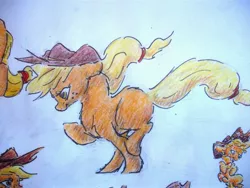 Size: 3264x2448 | Tagged: applejack, artist:394vikingpinkiepie, derpibooru import, running, safe, traditional art