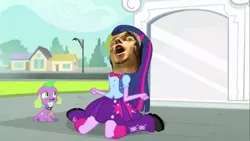 Size: 1067x600 | Tagged: safe, derpibooru import, edit, edited screencap, screencap, spike, twilight sparkle, dog, equestria girls, equestria girls (movie), arin hanson, duo, egoraptor, exploitable meme, meme, screaming, spike the dog, twiscream