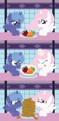 Size: 3201x6588 | Tagged: apple, artist:t-3000, carrot, cewestia, comic, cookie, derpibooru import, female, filly, food, magic, orange, princess celestia, princess luna, safe, woona, younger