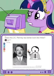 Size: 564x800 | Tagged: adolf hitler, alicorn, comparison, derpibooru import, exploitable meme, human, irl, irl human, meme, obligatory pony, photo, safe, stupidity, teapot, tv meme, twilight sparkle, twilight sparkle (alicorn)