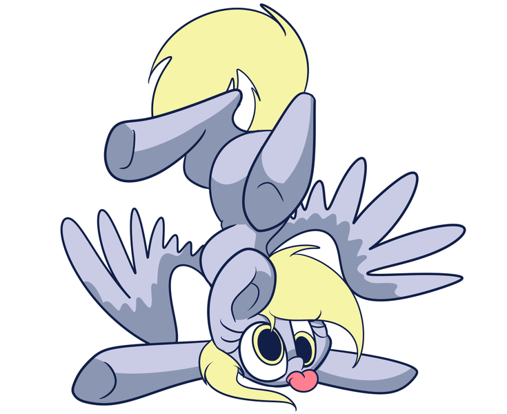 Size: 1168x954 | Tagged: safe, artist:extradan, derpibooru import, derpy hooves, pegasus, pony, female, mare, solo, tongue out, underhoof