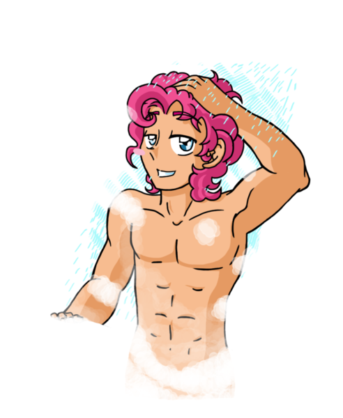 Size: 809x987 | Tagged: armpits, artist:reina-del-caos, bare chest, bubble berry, derpibooru import, human, humanized, male, pinkie pie, rule 63, shower, solo, solo male, steam censor, strategically covered, suggestive