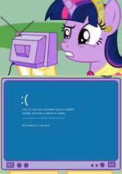 Size: 564x800 | Tagged: safe, derpibooru import, twilight sparkle, twilight sparkle (alicorn), alicorn, pony, :c, blue screen of death, emoticon, exploitable meme, female, frown, mare, meme, microsoft, obligatory pony, stop error, tv meme, windows, windows 8