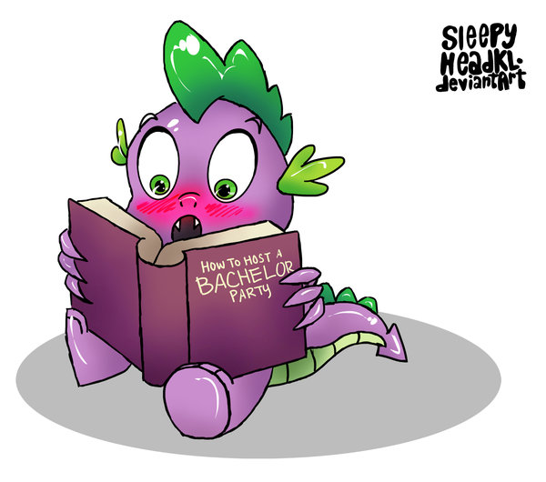 Size: 600x530 | Tagged: artist:sleepyheadkl, blushing, book, derpibooru import, reading, safe, solo, spike