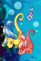 Size: 382x572 | Tagged: artist:colormist, derpibooru import, fish, safe, sea pony, underwater