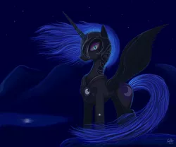 Size: 1800x1500 | Tagged: safe, artist:warfost, derpibooru import, nightmare moon, alicorn, pony, solo, spread wings, wings