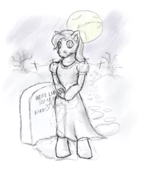 Size: 1024x1216 | Tagged: anthro, artist needed, clothes, derpibooru import, flower, ghost, ghost pony, gravestone, graveyard, moon, night, safe, see-through, sketch, undead