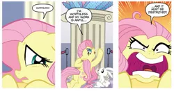 Size: 1007x529 | Tagged: angel bunny, angry, derpibooru import, faic, flutterrage, fluttershy, idw, safe, spoiler:comicm04, upset