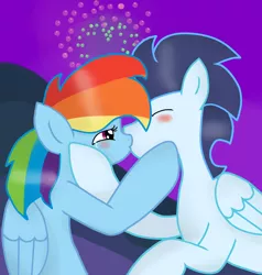 Size: 1024x1077 | Tagged: safe, artist:gizemyorganci, derpibooru import, rainbow dash, soarin', blushing, crying, female, kissing, male, shipping, soarindash, straight