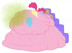 Size: 1075x800 | Tagged: suggestive, artist:calorie, derpibooru import, edit, pinkie pie, pony, butt, cake, fart, fart cloud, fart edit, fat, food, morbidly obese, obese, piggy pie, plot, pudgy pie, solo