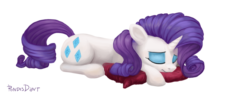 Size: 1280x528 | Tagged: safe, artist:kaermter, derpibooru import, rarity, pony, unicorn, lineless, pillow, prone, simple background, sleeping, solo, transparent background