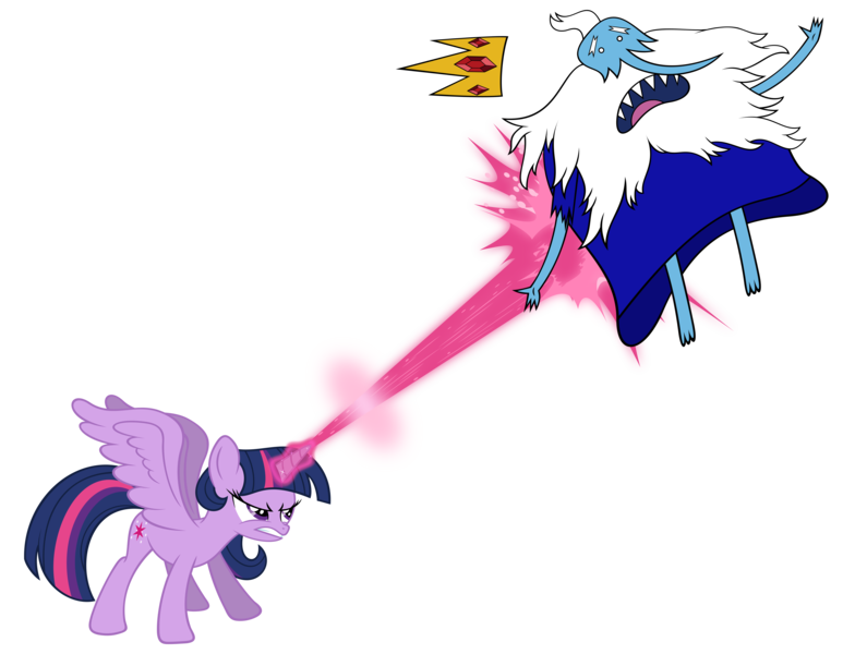 Size: 8496x6500 | Tagged: safe, artist:tzolkine, derpibooru import, twilight sparkle, twilight sparkle (alicorn), alicorn, pony, absurd resolution, adventure time, crossover, female, ice king, magic, mare, simple background, transparent background, vector