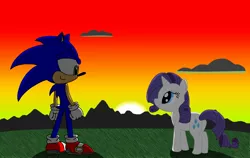 Size: 2065x1302 | Tagged: artist:shadow051, crossover, crossover shipping, derpibooru import, female, interspecies, love, male, rarisonic, rarity, safe, shipping, sonic the hedgehog, sonic the hedgehog (series), straight, sunset