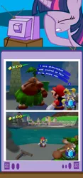 Size: 562x1200 | Tagged: derpibooru import, exploitable meme, fail, f.l.u.d.d., mario, meme, nintendo, obligatory pony, pianta, safe, super mario bros., super mario sunshine, tv meme, twilight sparkle