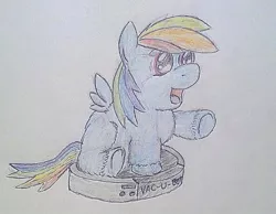 Size: 626x485 | Tagged: artist:fluffsplosion, derpibooru import, fluffydash, fluffy pony, rainbow dash, roomba, safe, solo, vacuum