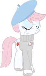 Size: 900x1482 | Tagged: artist:lockiesajt, beret, clothes, dead source, derpibooru import, hat, nurse redheart, safe, simple background, solo, sweater, transparent background, vector