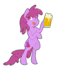 Size: 1050x1320 | Tagged: safe, artist:cappydarn, derpibooru import, berry punch, berryshine, pony, alcohol, beer, bipedal, drink, mug, simple background, solo, standing, transparent background