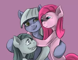 Size: 981x755 | Tagged: artist:insanitylittlered, derpibooru import, limestone pie, marble pie, pie sisters, pinkamena diane pie, pinkie pie, safe, sharp teeth, siblings, sisters, teeth