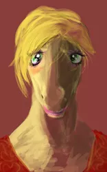 Size: 900x1440 | Tagged: anthro, anthro oc, bust, crossdressing, derpibooru import, eyeliner, eyeshadow, hoers, horse, lipstick, makeup, male, oc, oc:golden brisk, portrait, safe, solo, stallion, staring into my soul, trap, unofficial characters only, wat