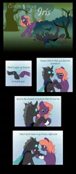 Size: 688x1563 | Tagged: safe, artist:merrypaws, derpibooru import, oc, oc:cotton, oc:greg, unofficial characters only, changeling, pony, comic:iris, bandage, bandaged leg, comic, healing