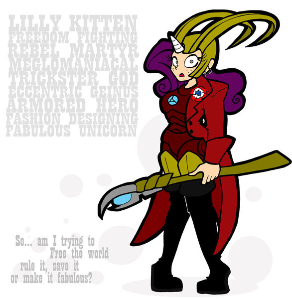 Size: 883x904 | Tagged: amalgamation, artist:lillykitten, derpibooru import, enjorlas, horn, horned humanization, human, humanized, iron man, les miserables, lillykitten, loki, rarity, safe, solo