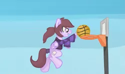 Size: 1511x900 | Tagged: artist:evetssteve, basketball, derpibooru import, oc, oc:pillow case, ponies in earth, safe, solo, sports, unofficial characters only