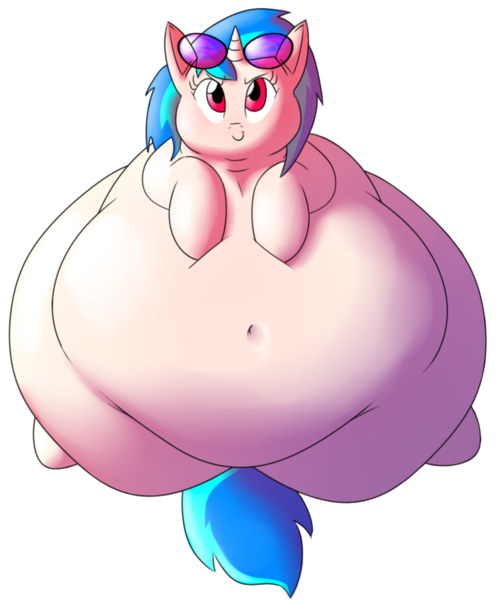 Size: 1280x1542 | Tagged: artist:secretgoombaman12345, belly, belly button, big belly, butt, cute, derpibooru import, fat, female, huge belly, huge butt, immobile, impossibly large belly, impossibly large butt, impossibly wide hips, large butt, morbidly obese, obese, questionable, solo, solo female, thighs, thunder thighs, vinyl fat, vinyl scratch, wide hips, wub-tub