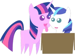 Size: 912x690 | Tagged: safe, derpibooru import, shining armor, twilight sparkle, pony, friendship is witchcraft, box, brother and sister, colt, female, filly, francis sparkle, incest, infidelity, inverted mouth, licking, male, not creepy, not incest, pointy ponies, pony in a box, shiningsparkle, shipping, siblings, simple background, straight, tongue out, transparent background, twicest, vector
