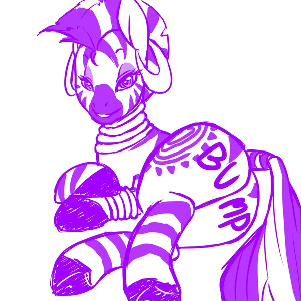 Size: 1280x1280 | Tagged: artist:sdteddybear, bedroom eyes, body writing, bump, butt, derpibooru import, female, monochrome, plot, side, solo, solo female, suggestive, zebra, zecora