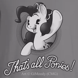 Size: 800x800 | Tagged: artist:gimoody, black and white cartoon, derpibooru import, looney tunes, oldschool cartoon, old timey, parody, pinkie pie, safe, solo