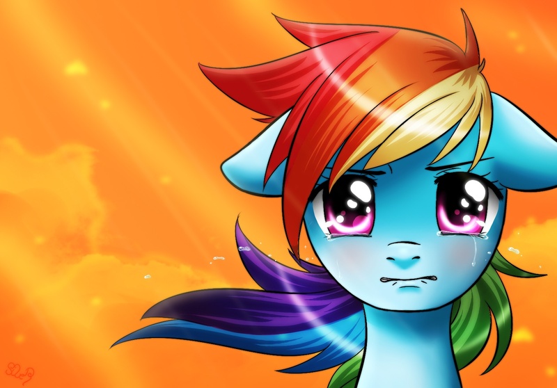 Size: 1468x1024 | Tagged: artist:princesssilverglow, crying, derpibooru import, rainbow dash, sad, safe, solo