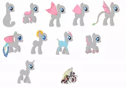 Size: 1062x752 | Tagged: safe, derpibooru import, dracony, dragon, fairy, fairy pony, flutter pony, hybrid, original species, pony, sea pony, unicorn, generic pony, mountain pony, phoenix pony, pony island, shell pony, simple background, valkyrie, white background