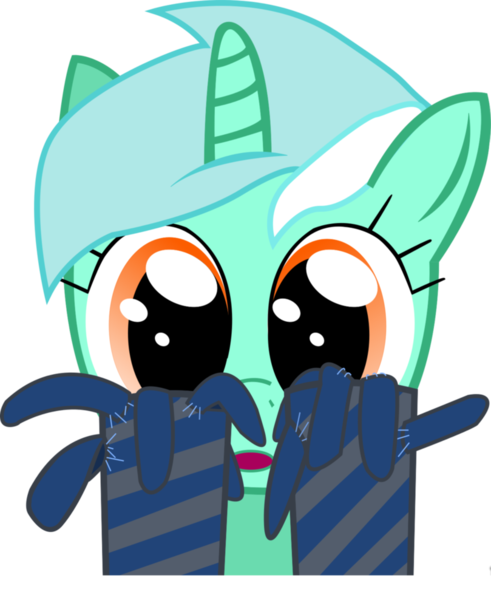 Size: 809x988 | Tagged: safe, artist:nightoneverest, derpibooru import, lyra heartstrings, pony, unicorn, clothes, gloves, hand, open mouth, simple background, socks, solo, striped socks, that pony sure does love hands, toe socks, transparent background, wide eyes