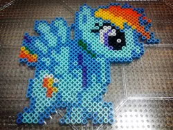 Size: 600x450 | Tagged: bead sprite, derpibooru import, perler beads, photo, rainbow dash, safe, solo