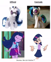 Size: 510x620 | Tagged: safe, artist:hashbro, artist:trinityinyang, derpibooru import, official, screencap, twilight sparkle, vinyl scratch, equestria girls, equestria girls (movie), 3d print, comparison, drama, equestria girls drama, meta, toy