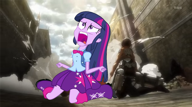 Size: 634x354 | Tagged: safe, derpibooru import, twilight sparkle, equestria girls, equestria girls (movie), 3d maneuver gear, attack on titan, equestria girls drama, exploitable meme, meme, mikasa ackerman, twiscream