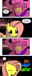 Size: 600x1424 | Tagged: artist:pumadriftcat, comic, crossover, crying, derpibooru import, fluttershy, galactus, marvel, marvel vs capcom 3, safe, yay