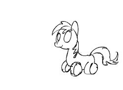 Size: 550x400 | Tagged: artist needed, safe, derpibooru import, oc, oc:wheely bopper, unofficial characters only, earth pony, original species, wheelpone, animated, cute, honk, monochrome, onomatopoeia, open mouth, smiling, solo, sound effects, wat, wheel, wip