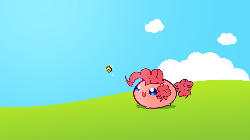 Size: 1920x1080 | Tagged: :3, artist:jave-the-13, bee, blob, chubbie, cloud, cloudy, cute, derpibooru import, eyes on the prize, field, insect, open mouth, pinkie pie, safe, smiling, solo, vector, wallpaper, watching