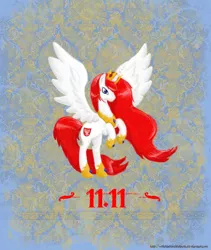 Size: 1400x1658 | Tagged: safe, artist:witchbehindthebush, derpibooru import, oc, oc:queen poland, ponified, unofficial characters only, alicorn, pony, alicorn oc, horn, independence day, nation ponies, poland, polish national independence day, solo, wings