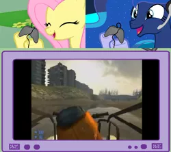 Size: 1126x1000 | Tagged: derpibooru import, exploitable meme, fluttershy, gamer luna, gamer meme, gamershy, half-life, meme, obligatory pony, princess luna, safe, screencap, smod, the freelance astronauts, the kickboat saga, tv meme