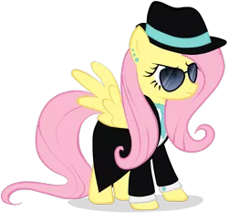 Size: 1031x961 | Tagged: artist:souleevee99, badass, clothes, derpibooru import, ear piercing, earring, flutterbadass, fluttershy, gangsta, gangster, hat, jewelry, mafia, piercing, safe, simple background, solo, sunglasses, transparent background, vector